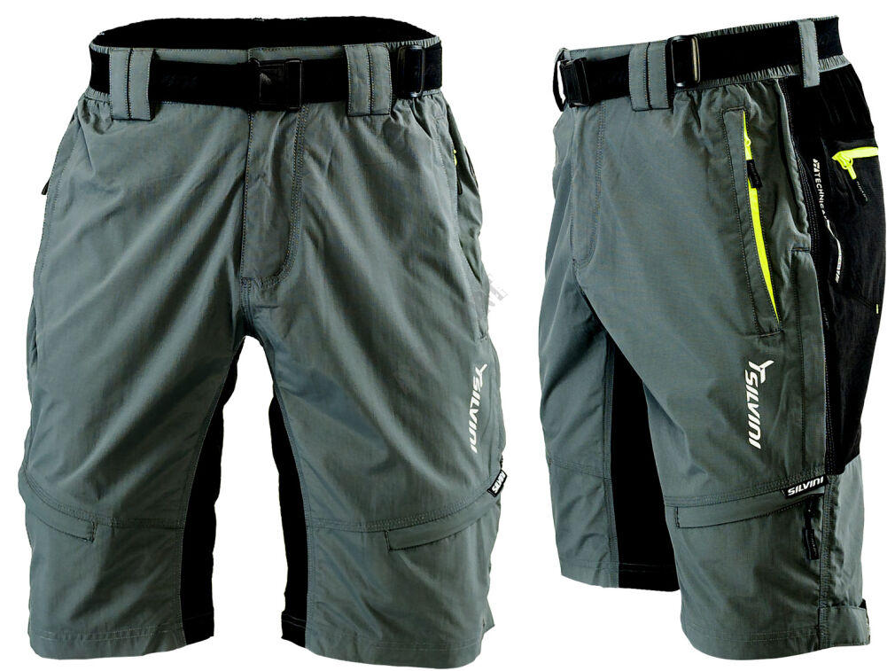 Spodenki rowerowe sportowe SILVINI Rango - szary (cloud-lime)