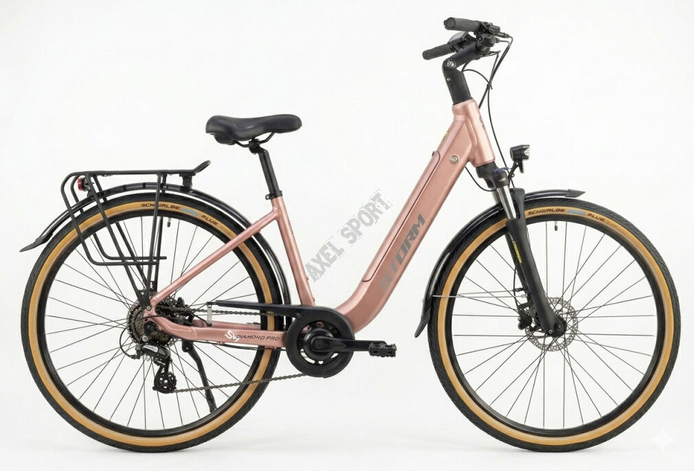 Rower miejski elektryczny Storm E-Diamond PRO (28'') R17 Lady łososiowy