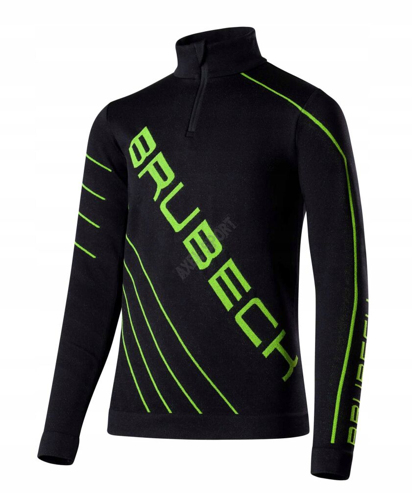 BRUBECK Bluza piłkarska dziecięca DRY JUNIOR czarny/neon 164/170