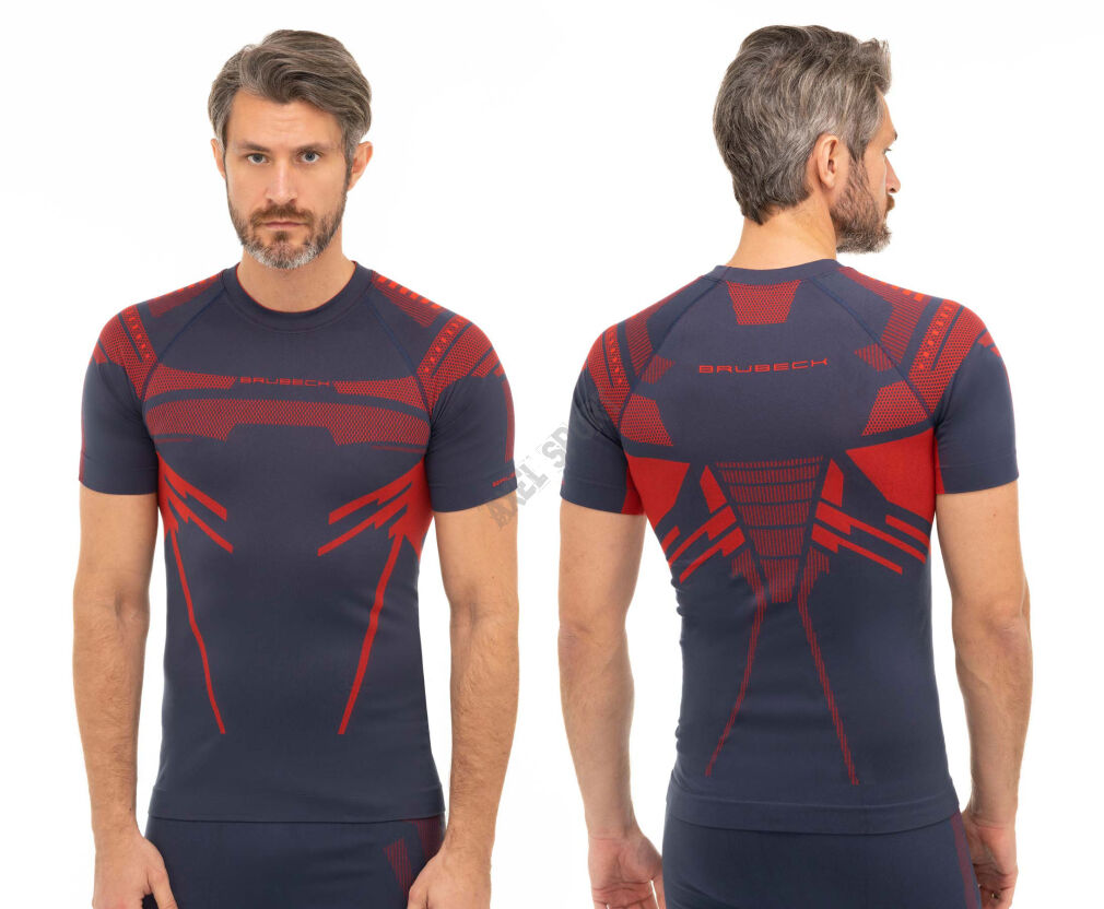 Koszulka termoaktywna męska Brubeck DRY niebiesko/czerwona S