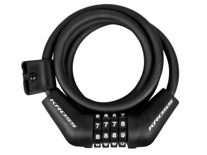 ZAPIĘCIE ROWEROWE SPIRALNE KROSS KZS 110S CZARNE + UCHWYT