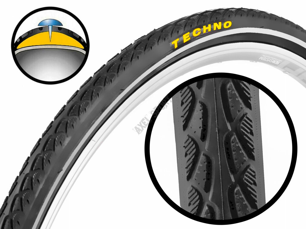 Opona TECHNO 28x1.5/8x1.3/8 (37-622) 700x35C + wkładka 3,5mm + odblaskowy pasek