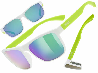 Okulary rowerowe dziecięce UVEX Rookie white-lime matt green S3