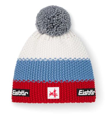 Czapka zimowa dziecięca z pomponem Eisbar Star MU SA szar-biał-nieb-czer