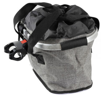 Przedni Kosz na zakupy rowerowy aluminiowo-materiałow 2K SHOPPER HT-416 - szaro czarny - 2