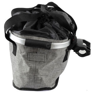 Przedni Kosz na zakupy rowerowy aluminiowo-materiałow 2K SHOPPER HT-416 - szaro czarny - 3