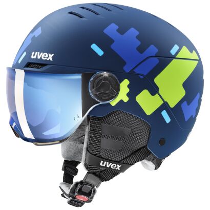 Kask narciarski dziecięcy UVEX Rocket JR visor blue Puzzle