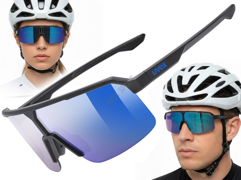 Okulary rowerowe przeciwsłoneczne UVEX Ramp black matt/mirror blue (S3)