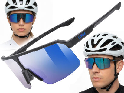 Okulary rowerowe przeciwsłoneczne UVEX Ramp black matt/mirror blue (S3)