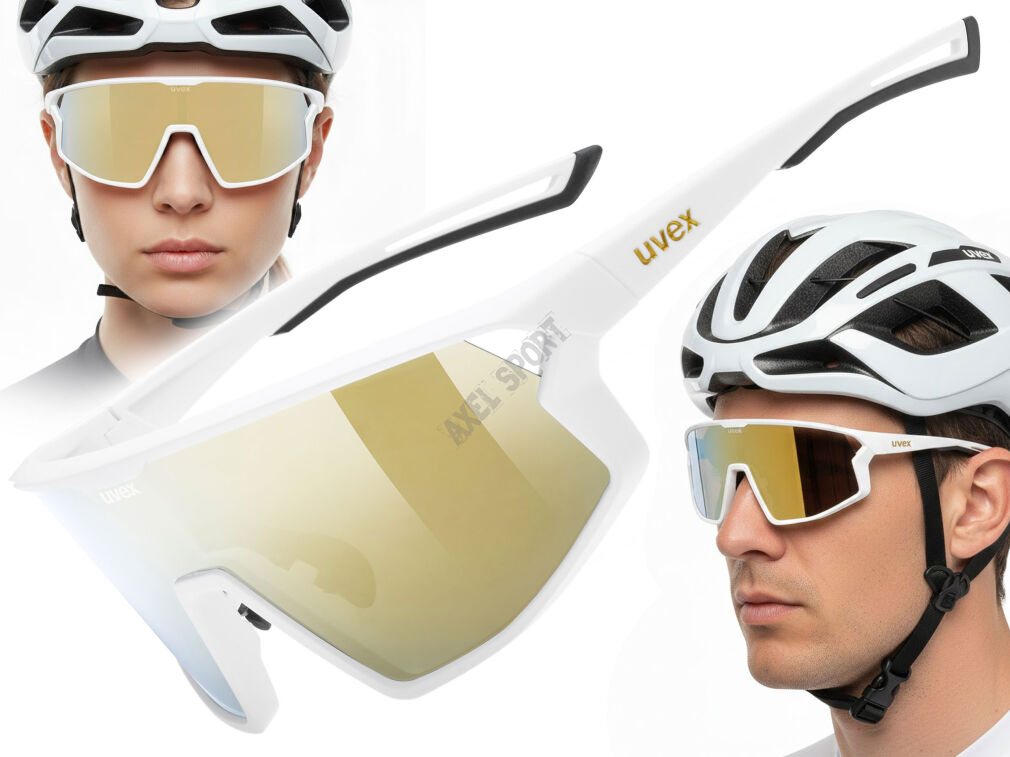 Okulary rowerowe przeciwsłoneczne UVEX Skyryse white matt/mirror gold (S3)