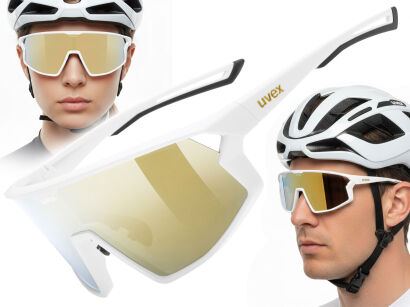 Okulary rowerowe przeciwsłoneczne UVEX Skyryse white matt/mirror gold (S3)
