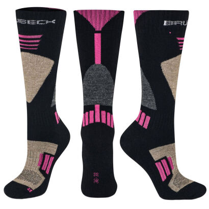 Skarpety wełniane Merino BRUBECK Ski Force cza/róż S/36-38