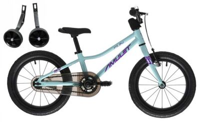 Rower dziecięcy lekki AMULET FUN (16'') 7,2 kg celeste blue/purple