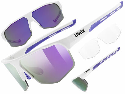 Okulary rowerowe UVEX Axos set white matt (mirror purple) S3/S0
