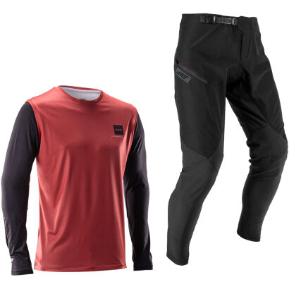 Koszulka spodnie rowerowe LEATT Ride Kit MTB Gravity 1.0 Dusty Red
