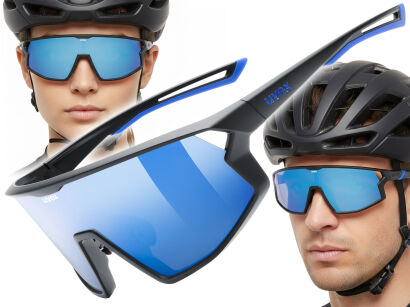 Okulary rowerowe przeciwsłoneczne UVEX Skyryse black matt/mirror blue (S3)
