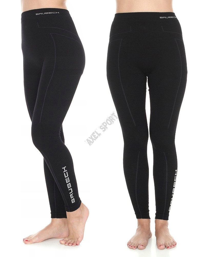 Spodnie legginsy termoaktywne damskie BRUBECK EXTREME WOOL Merino czarne XL
