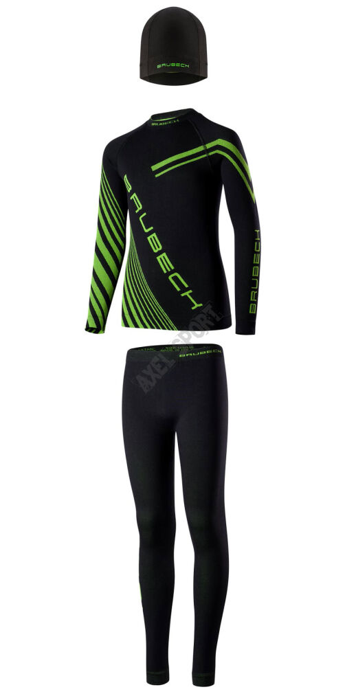 Komplet piłkarski z czapką BRUBECK DRY JUNIOR neon green 152/158