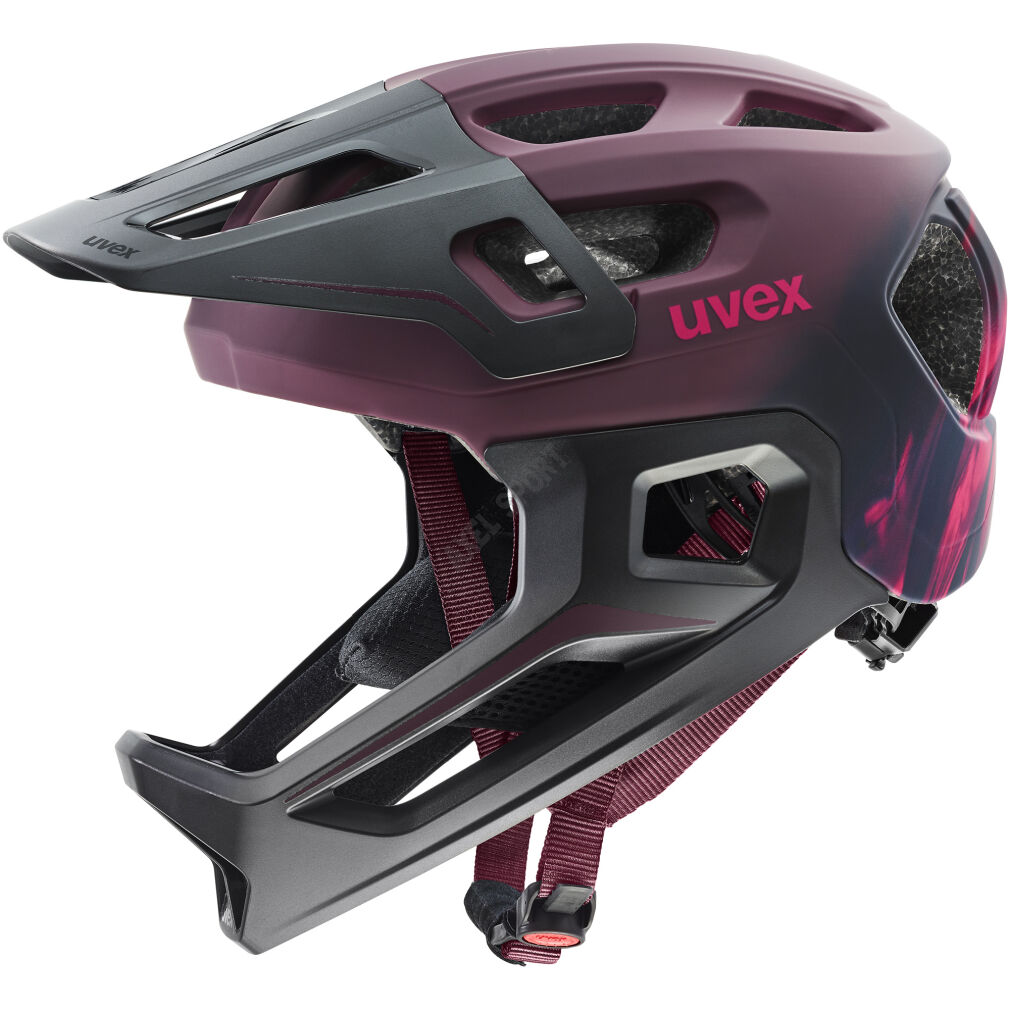 Kask rowerowy fullface UVEX React JR cranberry matt 52-56cm