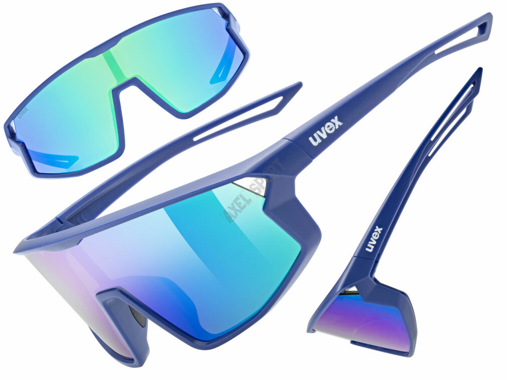Okulary rowerowe UVEX Skyryse Jr. blue matt (mirror green) S3