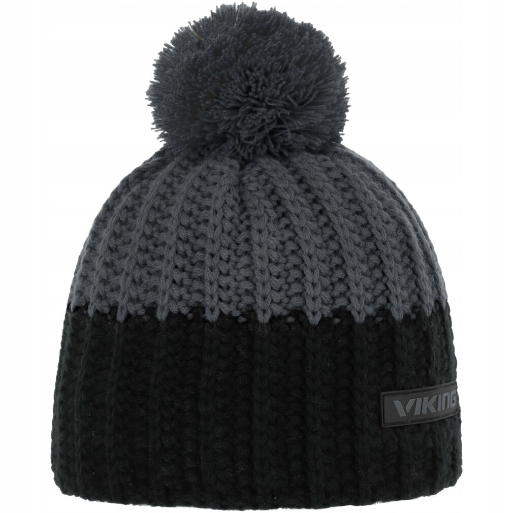 Czapka męska zimowa z pomponem VIKING ZAK 2.0 czarno-szara
