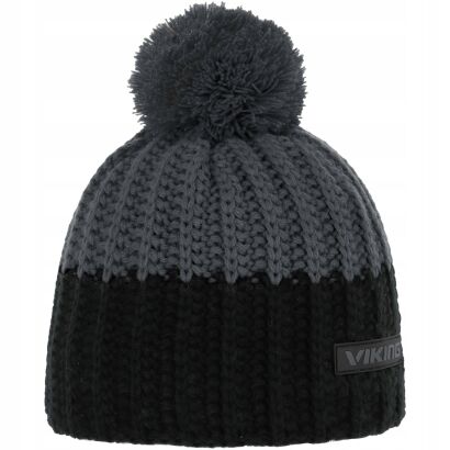 Czapka męska zimowa z pomponem VIKING ZAK 2.0 czarno-szara