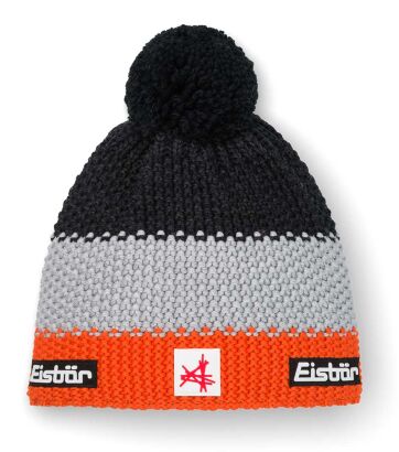 Czapka zimowa dziecięca z pomponem Eisbar Star MU SA czar-szar-pom