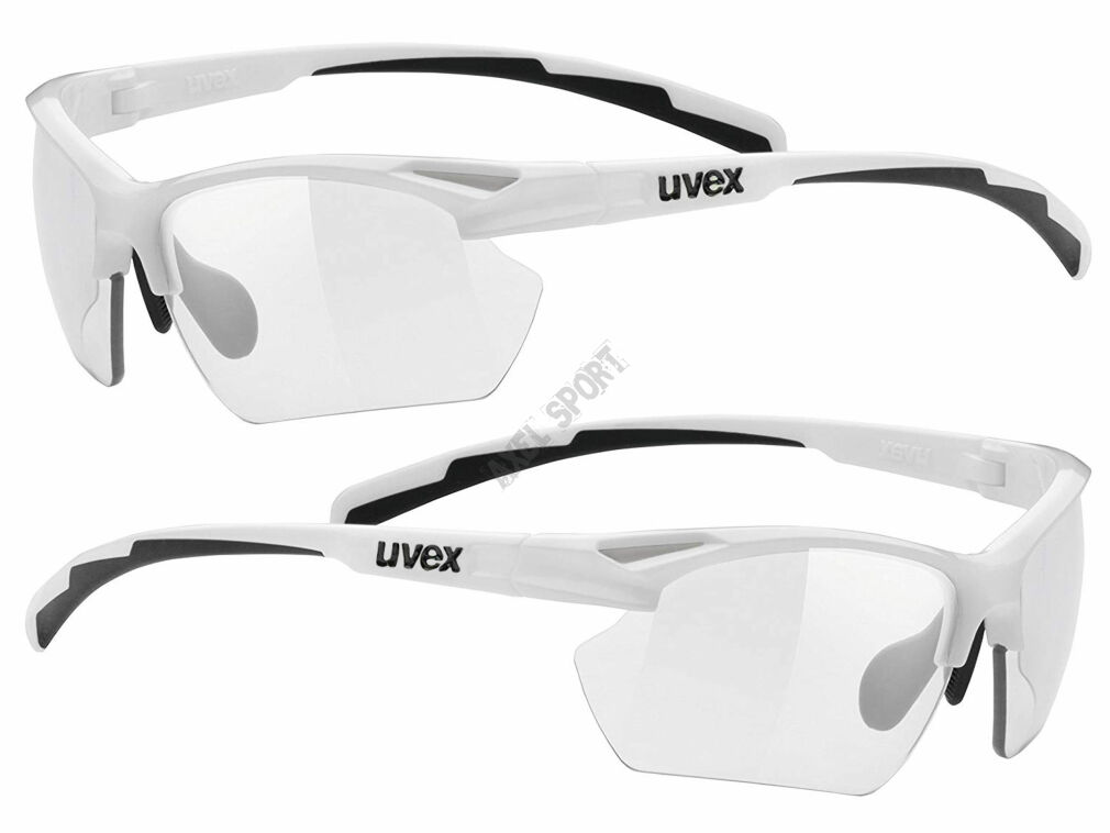 Okulary rowerowe UVEX Sportstyle 802 small vario - white (białe) z szybą variomatic smoke (S1-S3) 