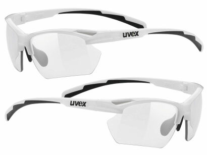 Okulary rowerowe UVEX Sportstyle 802 small vario - white (białe) z szybą variomatic smoke (S1-S3) 