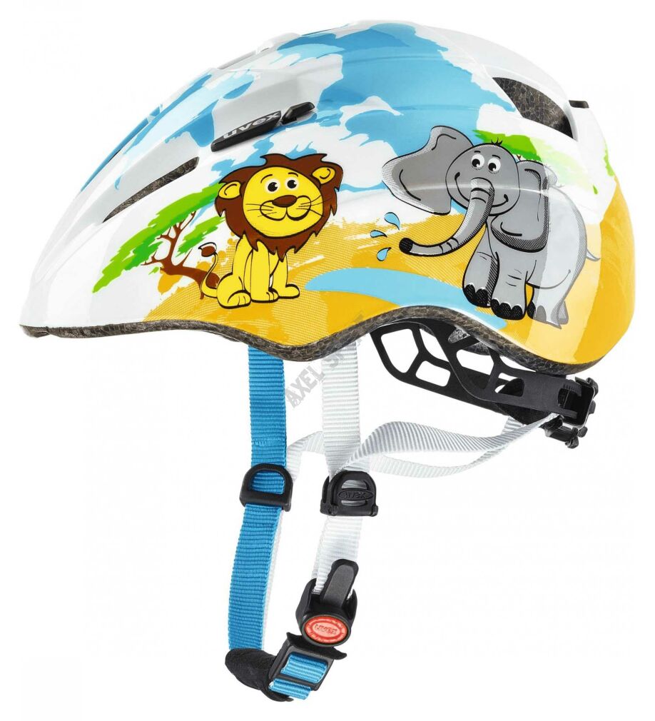 Kask rowerowy UVEX dziecięcy Kid 2 - niebieski (słoń i lew) 46-52 cm