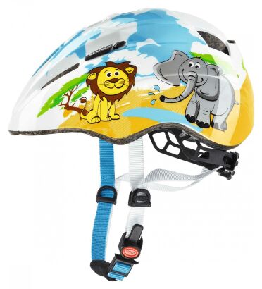 Kask rowerowy UVEX dziecięcy Kid 2 - niebieski (słoń i lew) 46-52 cm