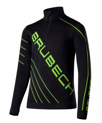 BRUBECK Bluza piłkarska dziecięca DRY JUNIOR czarny/neon 128/134