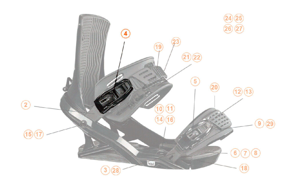 Klamra paska wiązań snowboardowych HEAD ankle buckle & screw FX (377209)