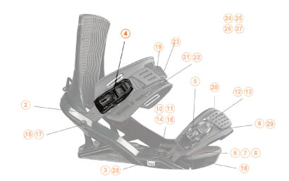 Klamra paska wiązań snowboardowych HEAD ankle buckle & screw FX (377209)