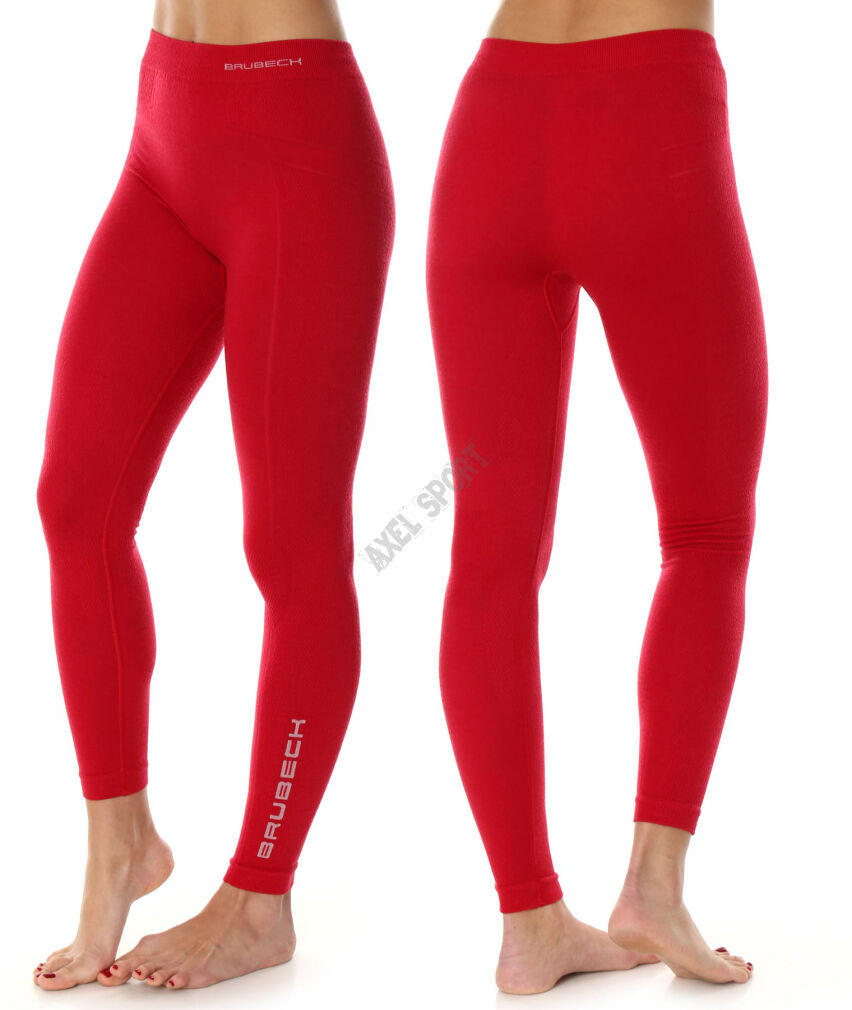 Spodnie legginsy termoaktywne damskie BRUBECK EXTREME WOOL malinowe S