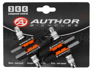 Klocki hamulcowe V-brake AUTHOR ABS-3CC - 2 pary - czarno pomarańczowe - 3