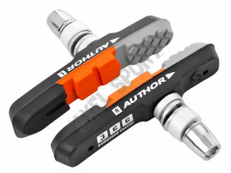 Klocki hamulcowe V-brake AUTHOR ABS-3CC - 2 pary - czarno pomarańczowe - 2