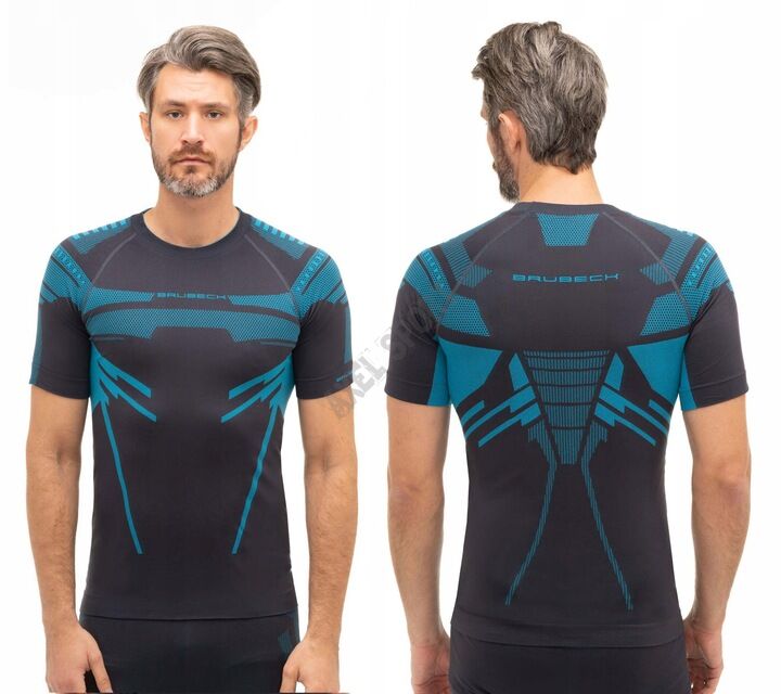 Koszulka męska termoaktywna Brubeck DRY grafit/niebieski XXL