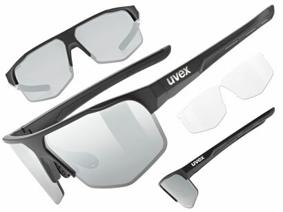Okulary rowerowe UVEX Axos set black matt (mirror silver) S3/S0