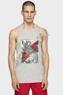 Koszulka męska T-shirt bez rękawów 4F TSMF025 - chłodny jasny szary - 2