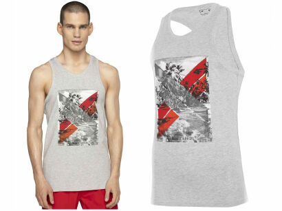 Koszulka męska T-shirt bez rękawów 4F TSMF025 - chłodny jasny szary