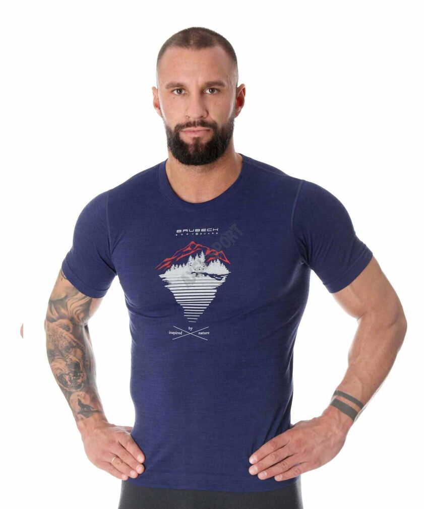 Koszulka termoaktywna męska Brubeck ACTIVE WOOL ciemnoniebieska L