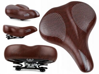 Siodełko wygodne SELLE AMERICA 265x215mm brązowe sprężyny Fiido C11 Pro