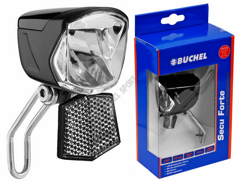 Lampka BUCHEL przód na dynamo LED 70lux + odblask
