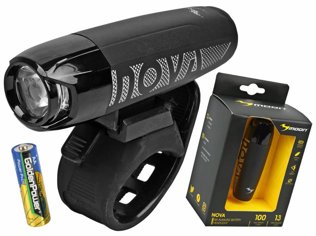 LAMPKA ROWEROWA PRZEDNIA MOON NOVA BATERYJNA 100LM