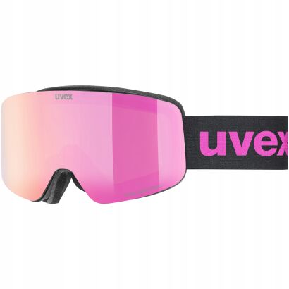 Gogle narciarskie dziecięce UVEX Pwdr FM black matt / mirror pink (S2)