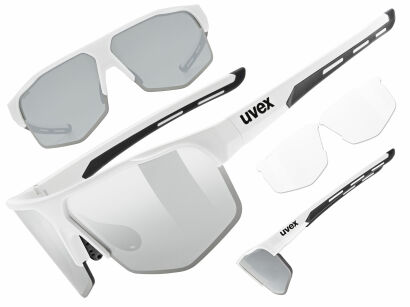 Okulary rowerowe UVEX Axos set white matt (mirror silver) S3/S0