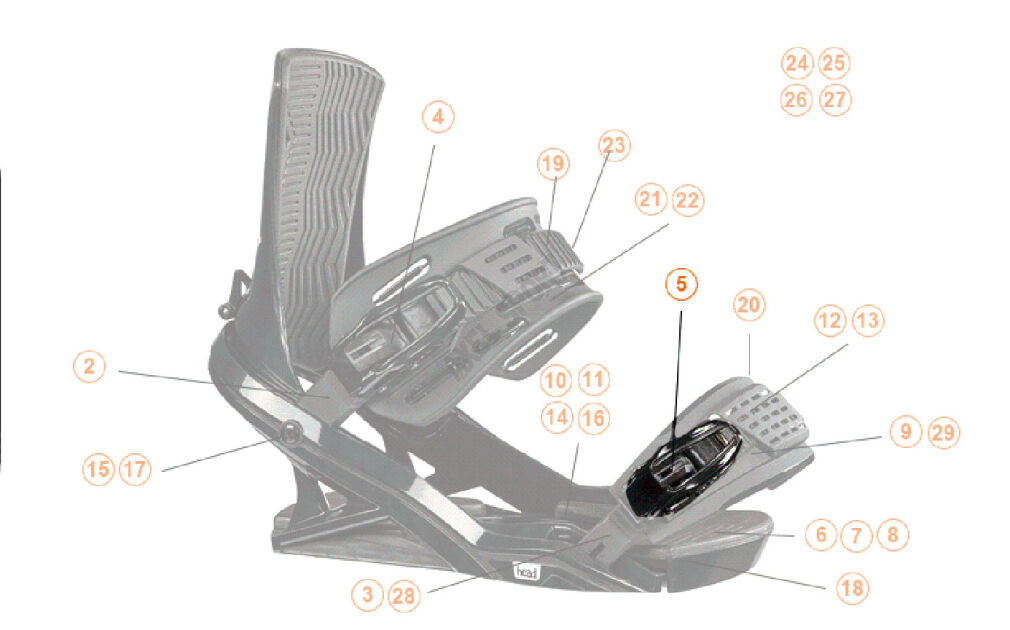 Klamra paska wiązań snowboarsowych HEAD toe buckle & screw FX (377269)