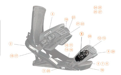 Klamra paska wiązań snowboarsowych HEAD toe buckle & screw FX (377269)