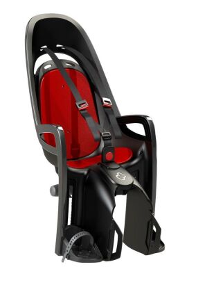 Fotelik rowerowy dziecięcy HAMAX Zenith szary, czerwona wyś z adapterem
